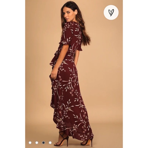 Lulu’s floral wrap dress with hi lo ruffle hem - Picture 3 of 6